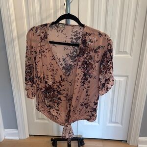 Floral V-Neck Tie-Front Blouse